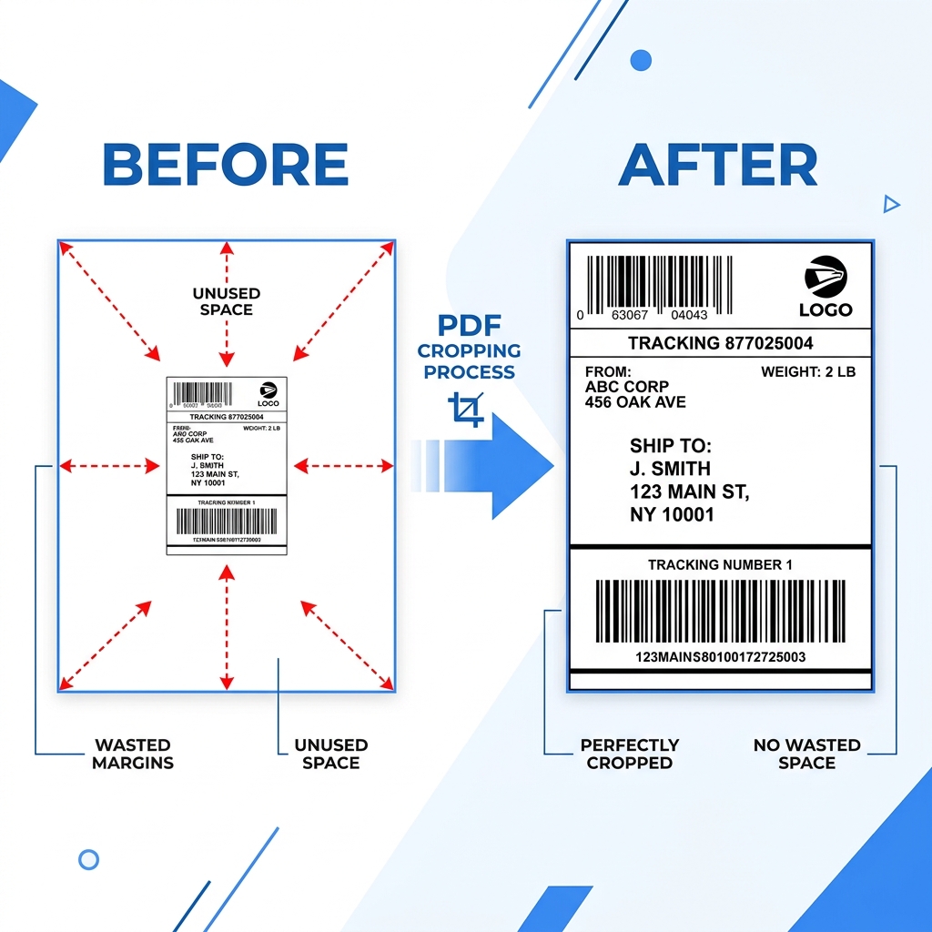 Free Online PDF Cropper Interface showing precise margin removal for shipping labels